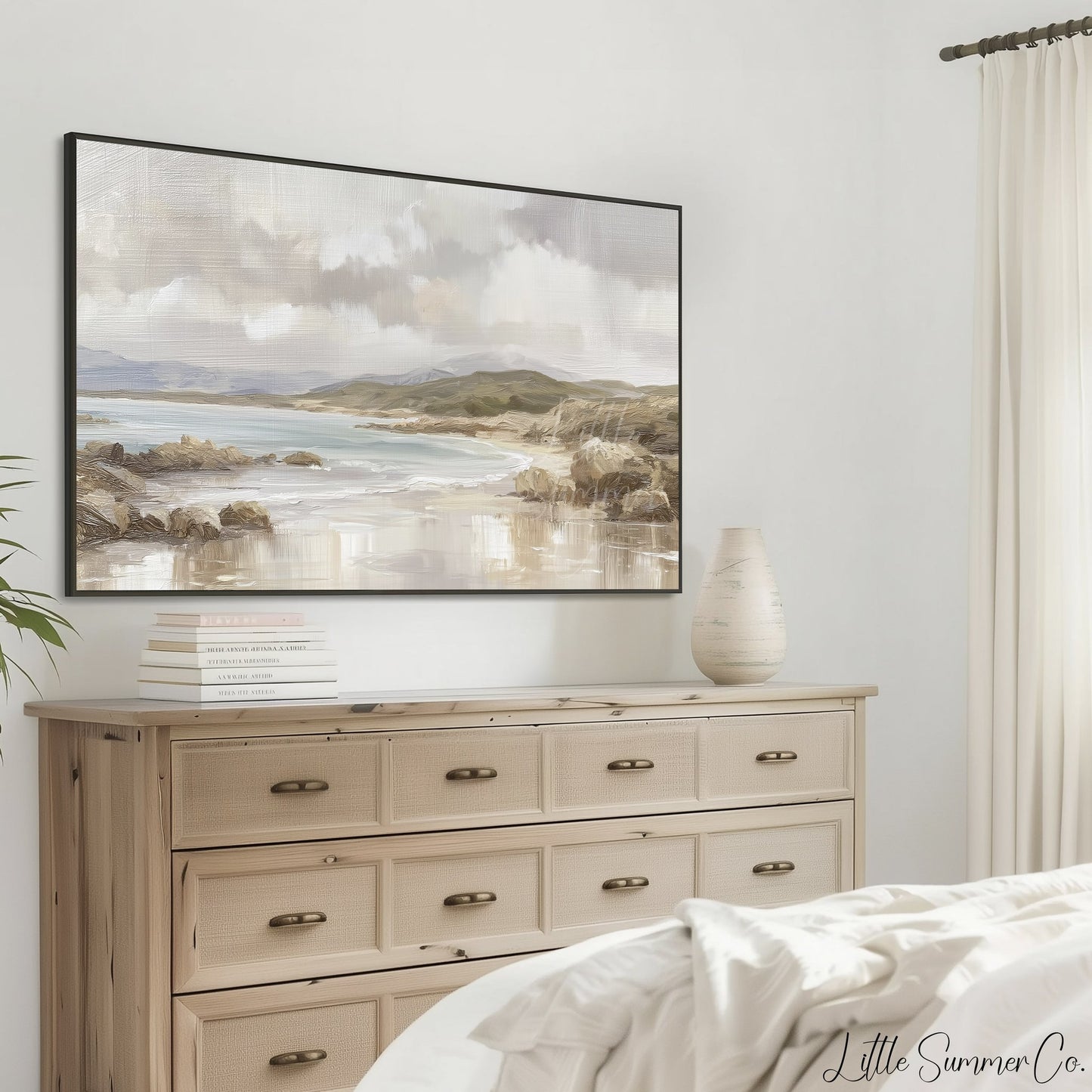 Rocky Coastal Bay Frame TV Art displayed on a TV