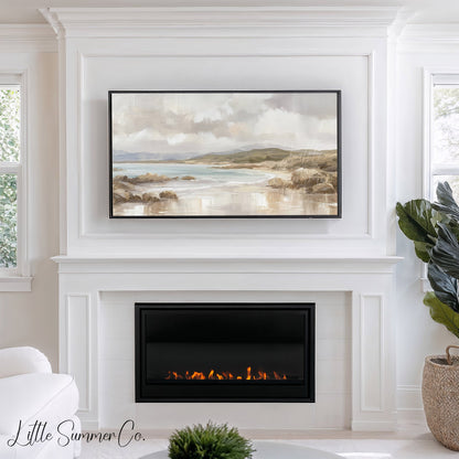 Rocky Coastal Bay Frame TV Art displayed on a TV
