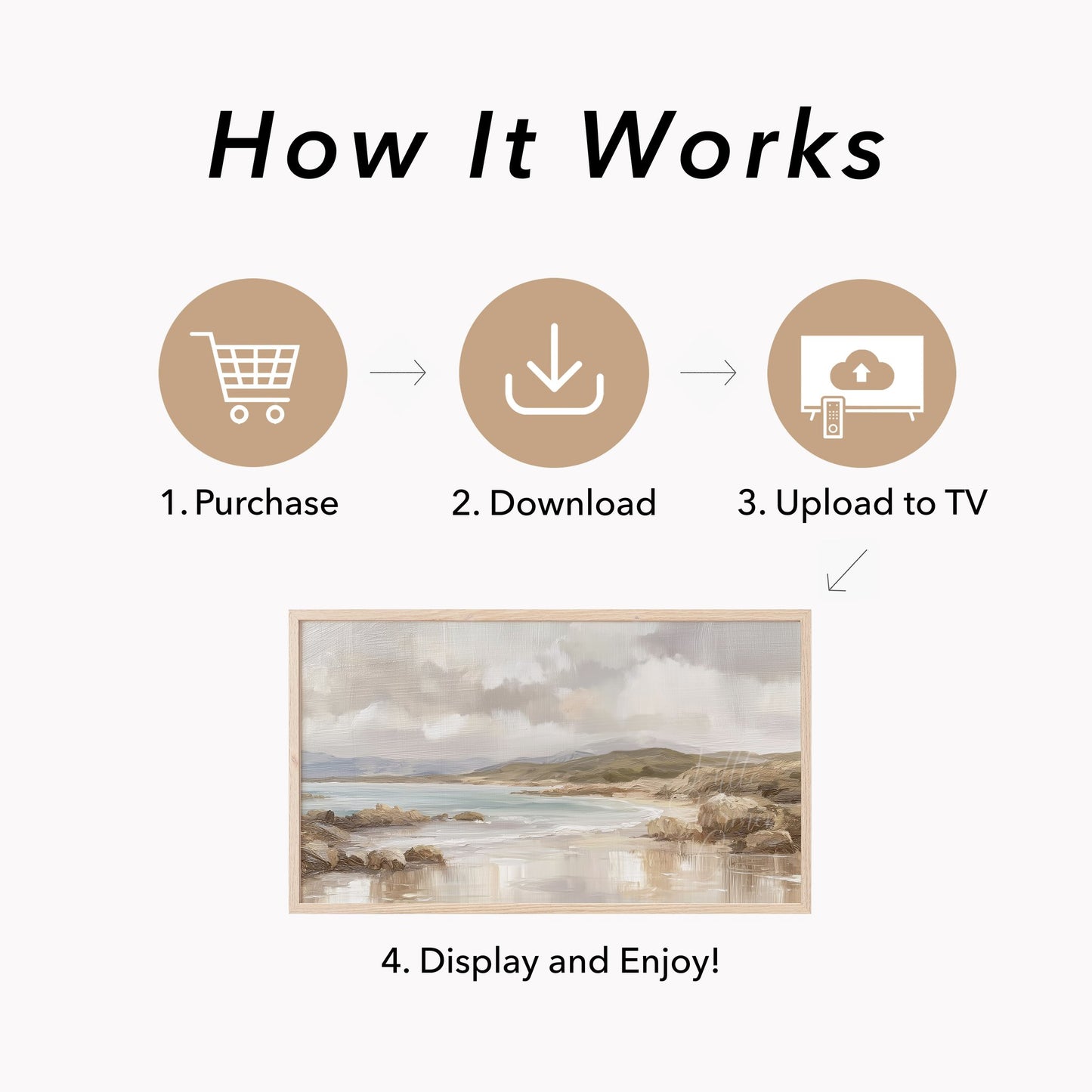 Rocky Coastal Bay Frame TV Art displayed on a TV