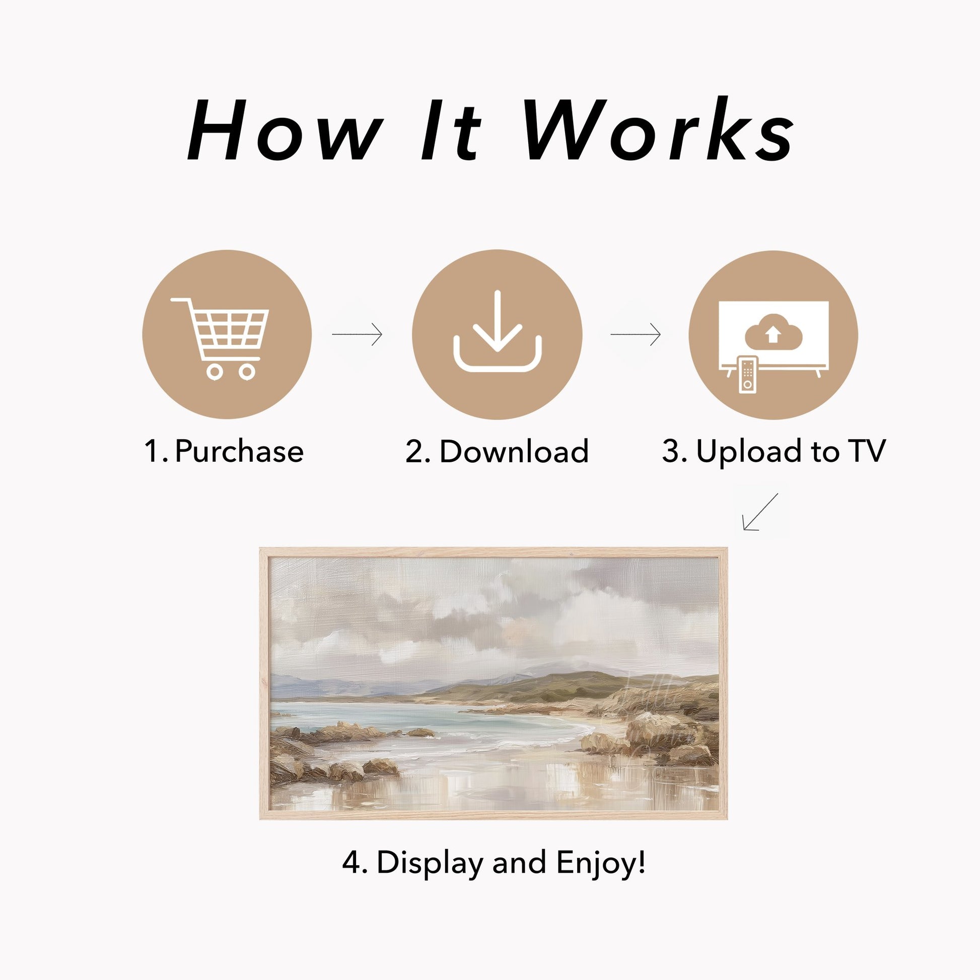 Rocky Coastal Bay Frame TV Art displayed on a TV