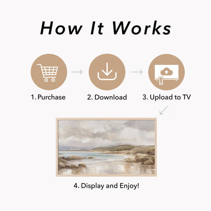 Rocky Coastal Bay Frame TV Art displayed on a TV