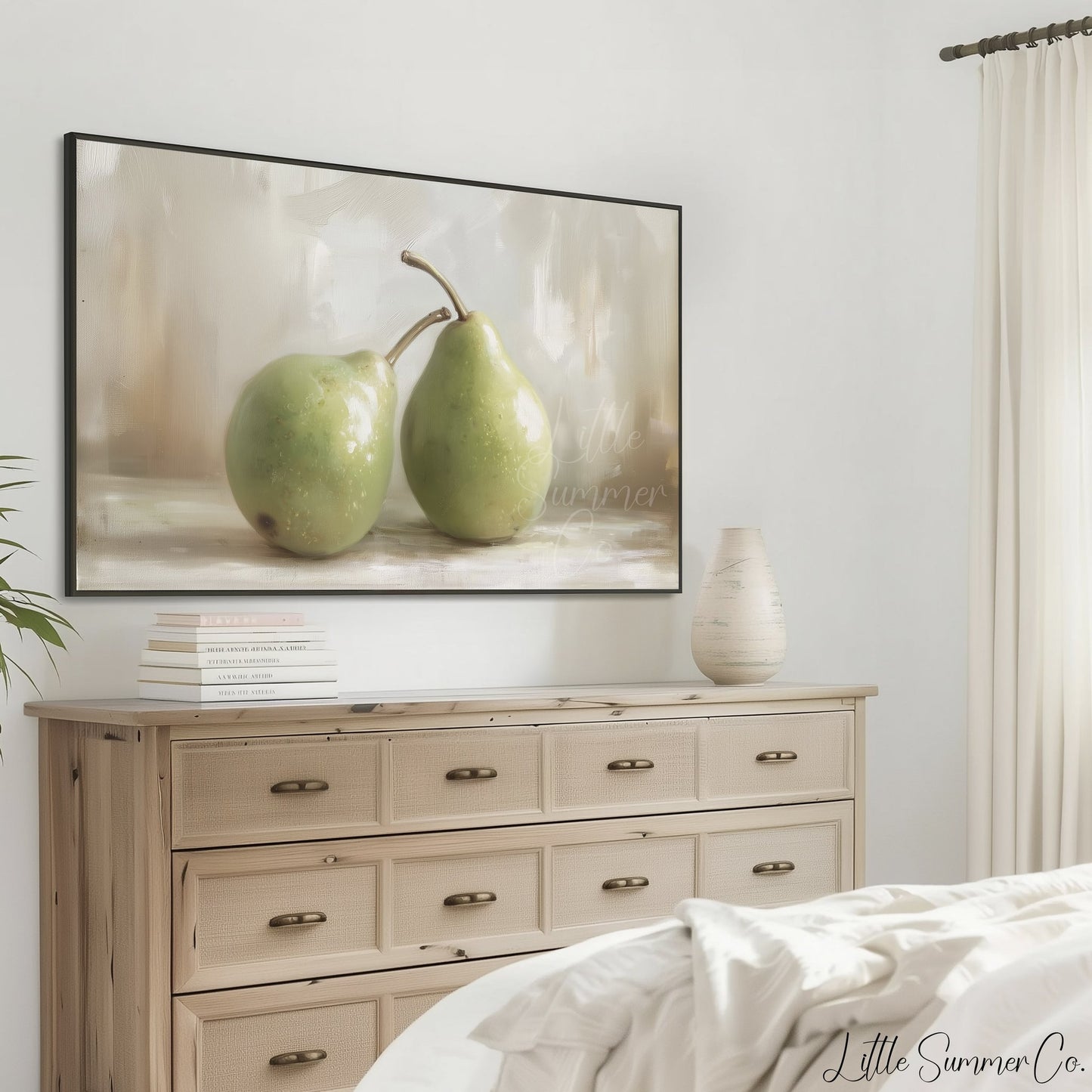Green Pears Frame TV Art displayed on a TV