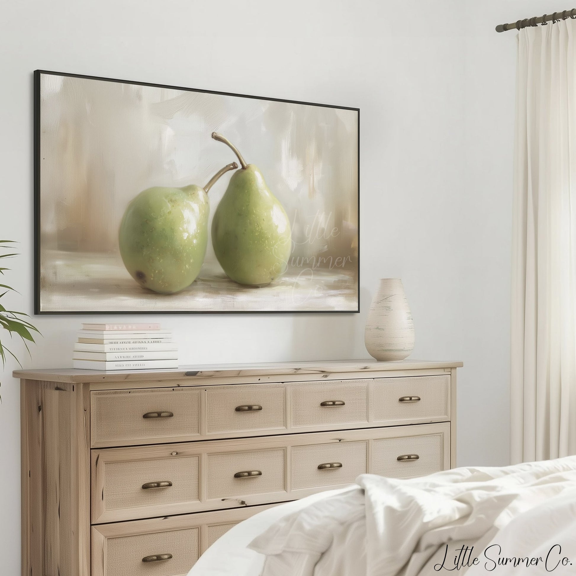 Green Pears Frame TV Art displayed on a TV