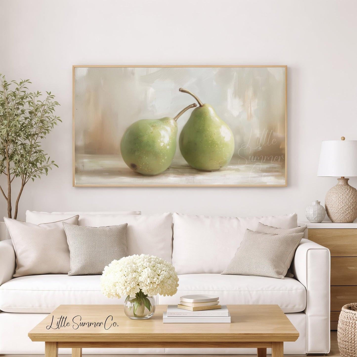 Green Pears Frame TV Art displayed on a TV