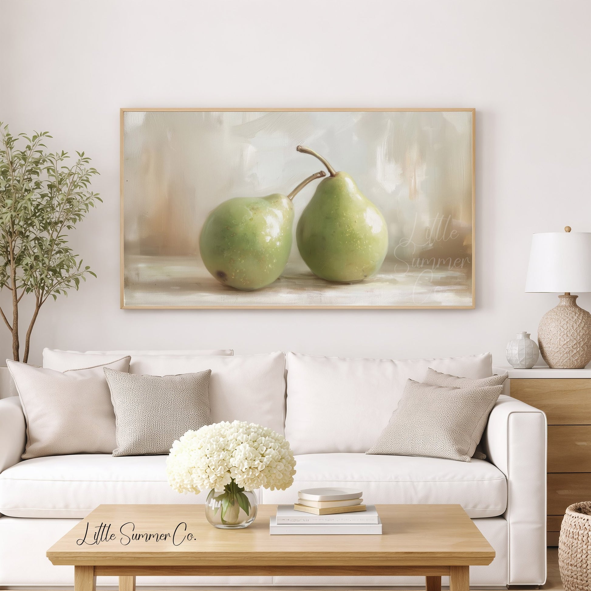 Green Pears Frame TV Art displayed on a TV