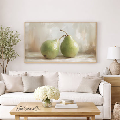 Green Pears Frame TV Art displayed on a TV