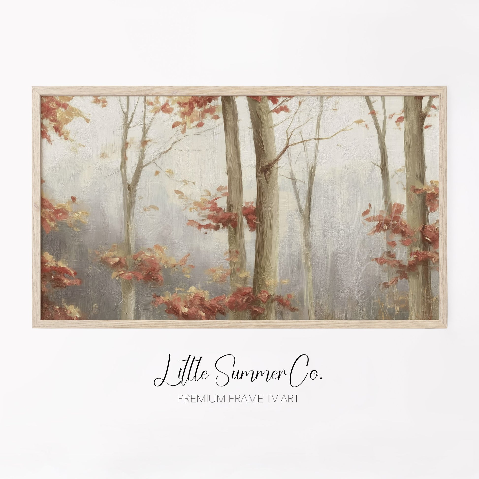 Misty Forest Trees Frame TV Art displayed on a TV