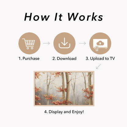 Misty Forest Trees Frame TV Art displayed on a TV