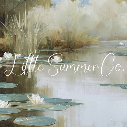 Misty Water Lily Pond Frame TV Art displayed on a TV