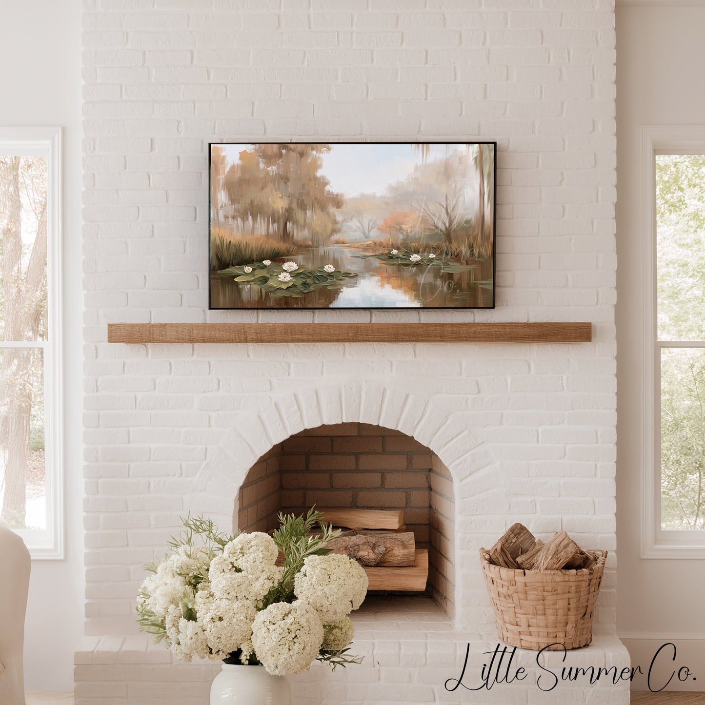 Pond Water Lilies Frame TV Art displayed on a TV