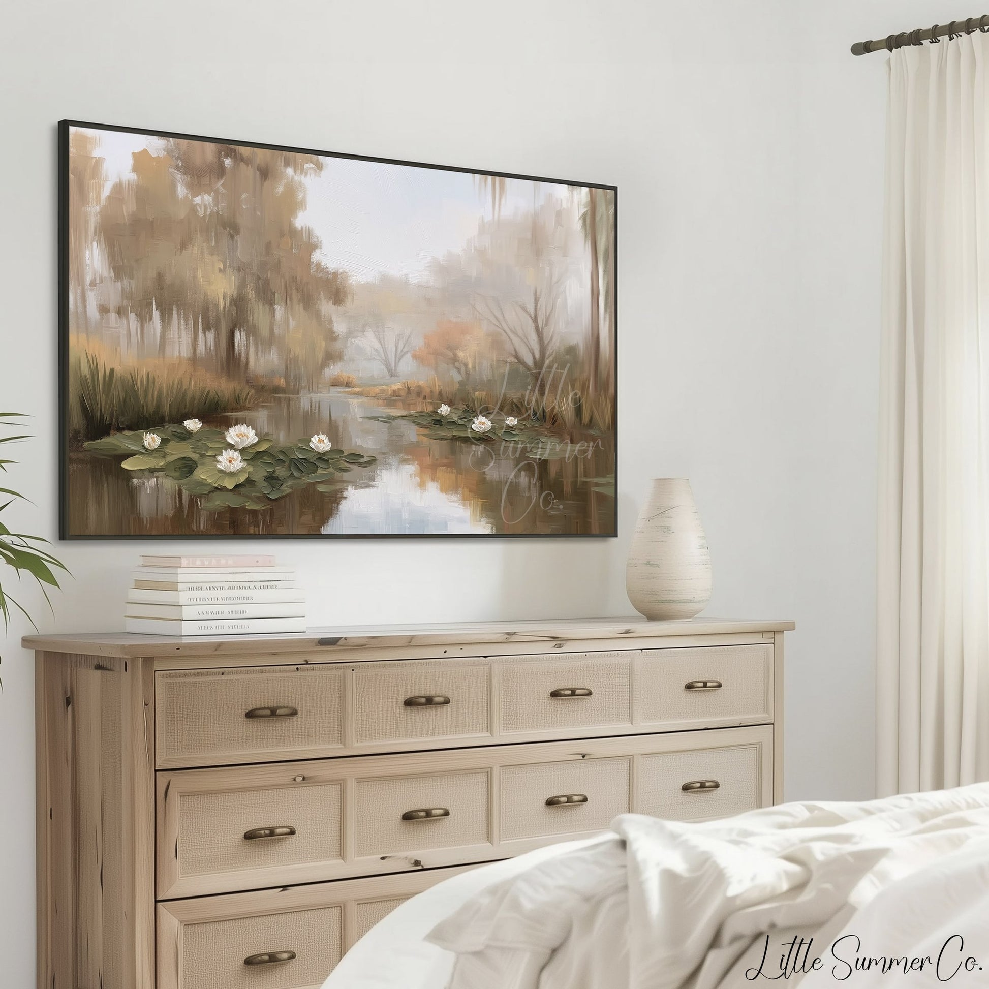 Pond Water Lilies Frame TV Art displayed on a TV