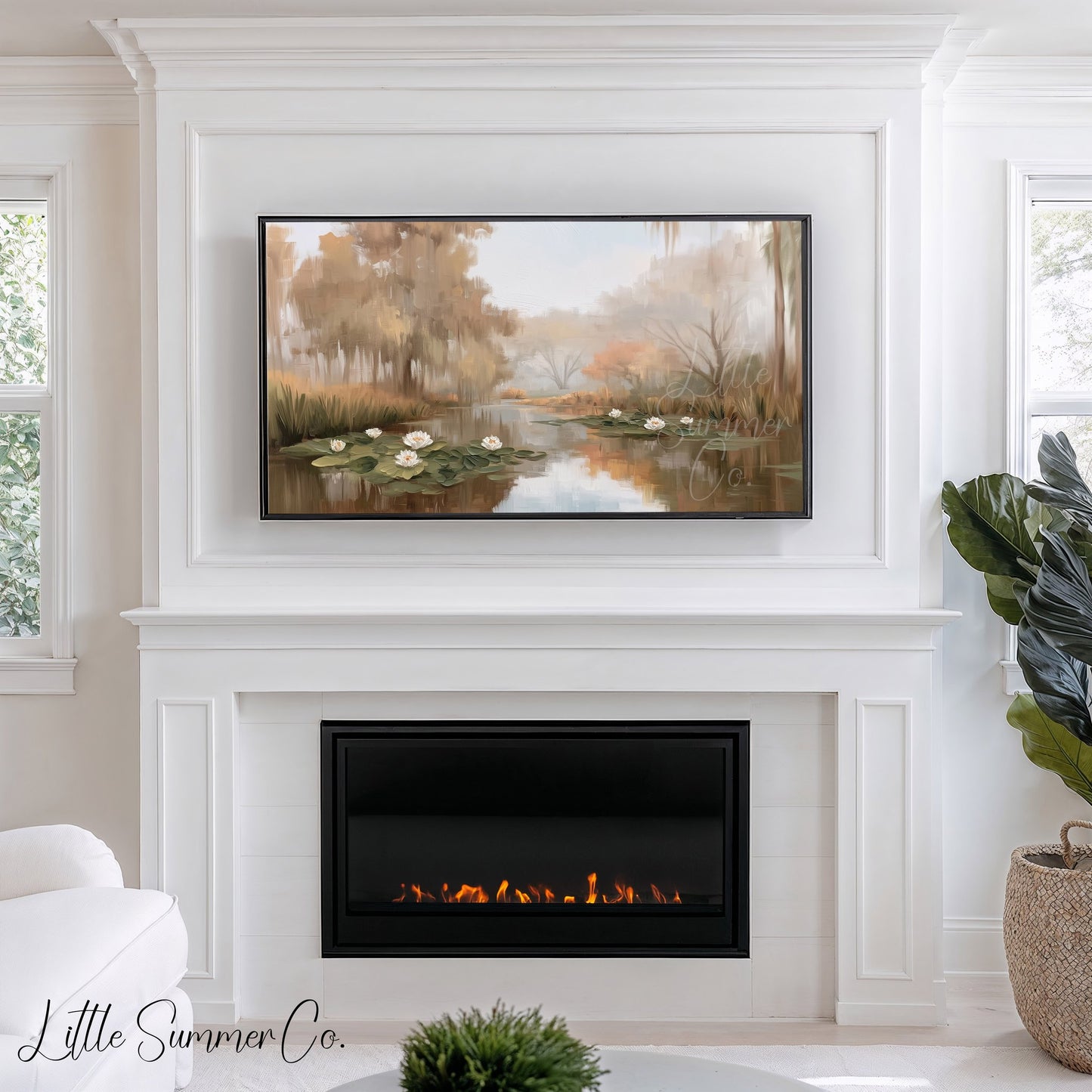 Pond Water Lilies Frame TV Art displayed on a TV