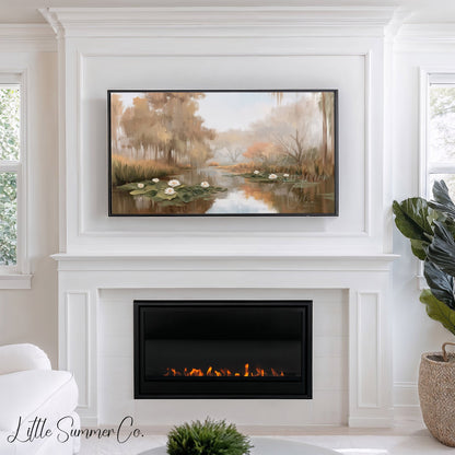 Pond Water Lilies Frame TV Art displayed on a TV