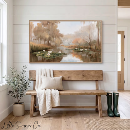 Pond Water Lilies Frame TV Art displayed on a TV