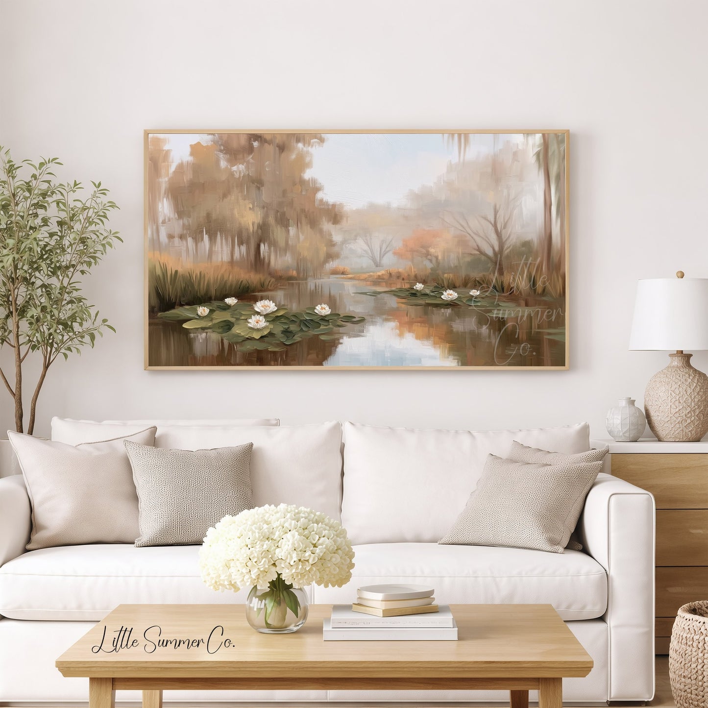 Pond Water Lilies Frame TV Art displayed on a TV