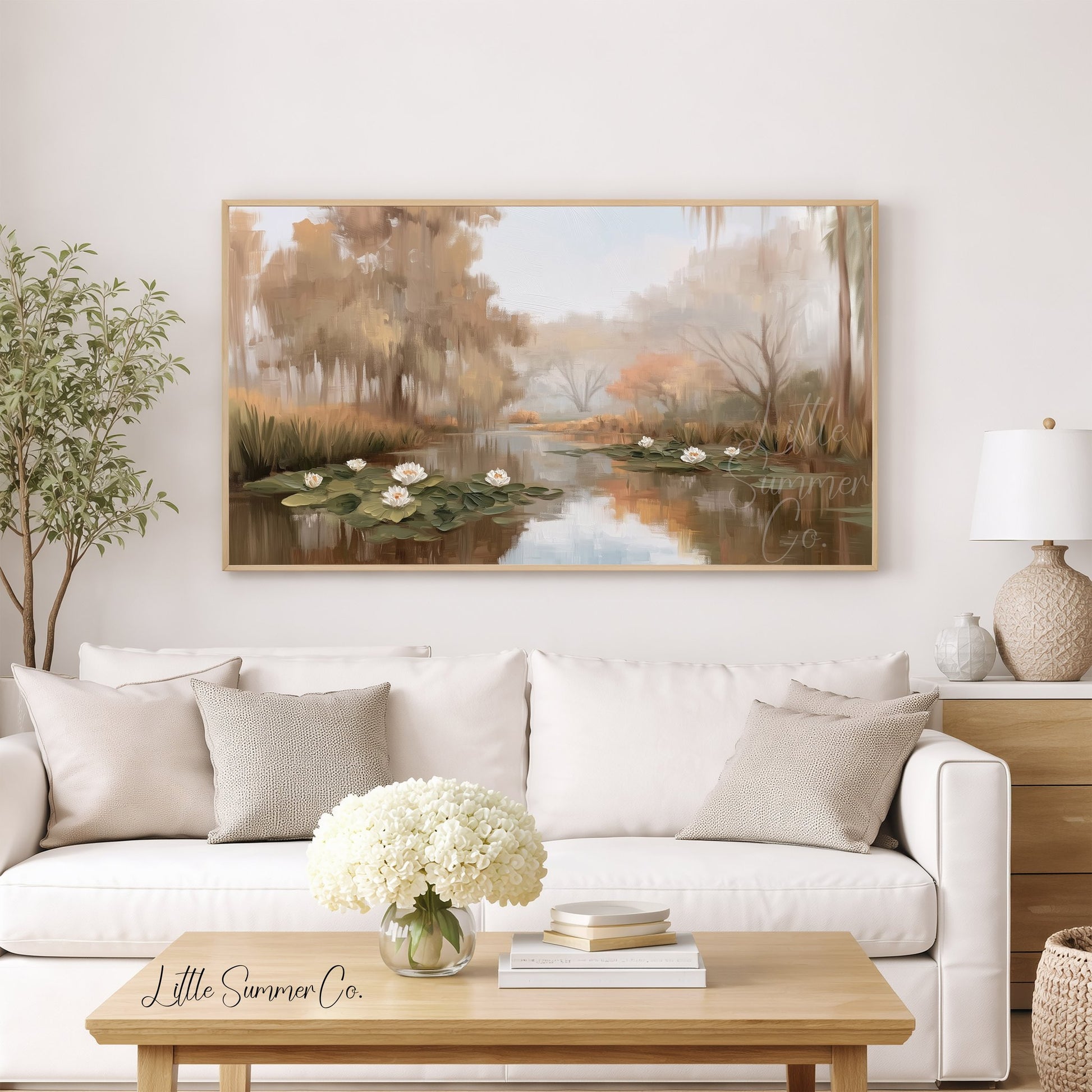 Pond Water Lilies Frame TV Art displayed on a TV