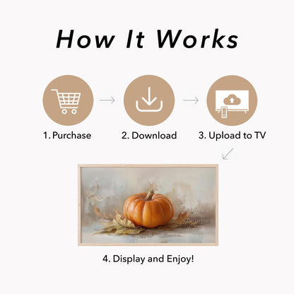Pumpkin And Leaves Frame TV Art displayed on a TV