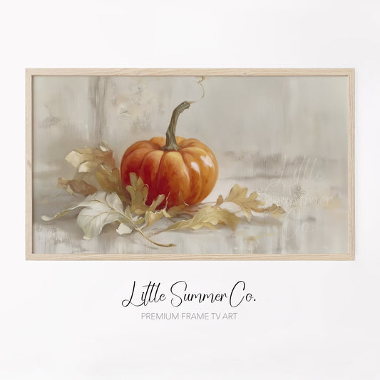 Autumn Pumpkin Frame TV Art displayed on a TV