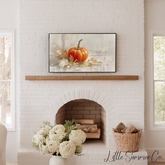 Autumn Pumpkin Frame TV Art displayed on a TV