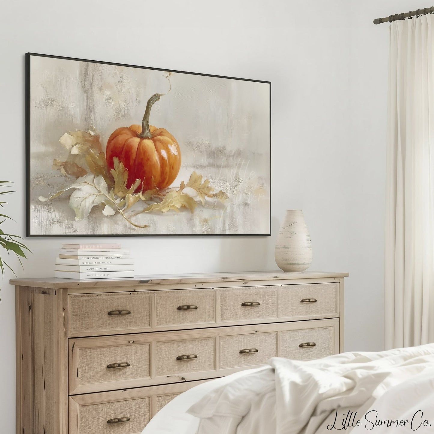 Autumn Pumpkin Frame TV Art displayed on a TV