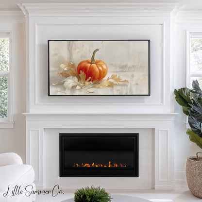 Autumn Pumpkin Frame TV Art displayed on a TV