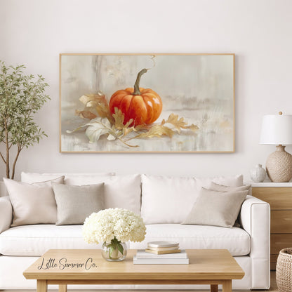 Autumn Pumpkin Frame TV Art displayed on a TV