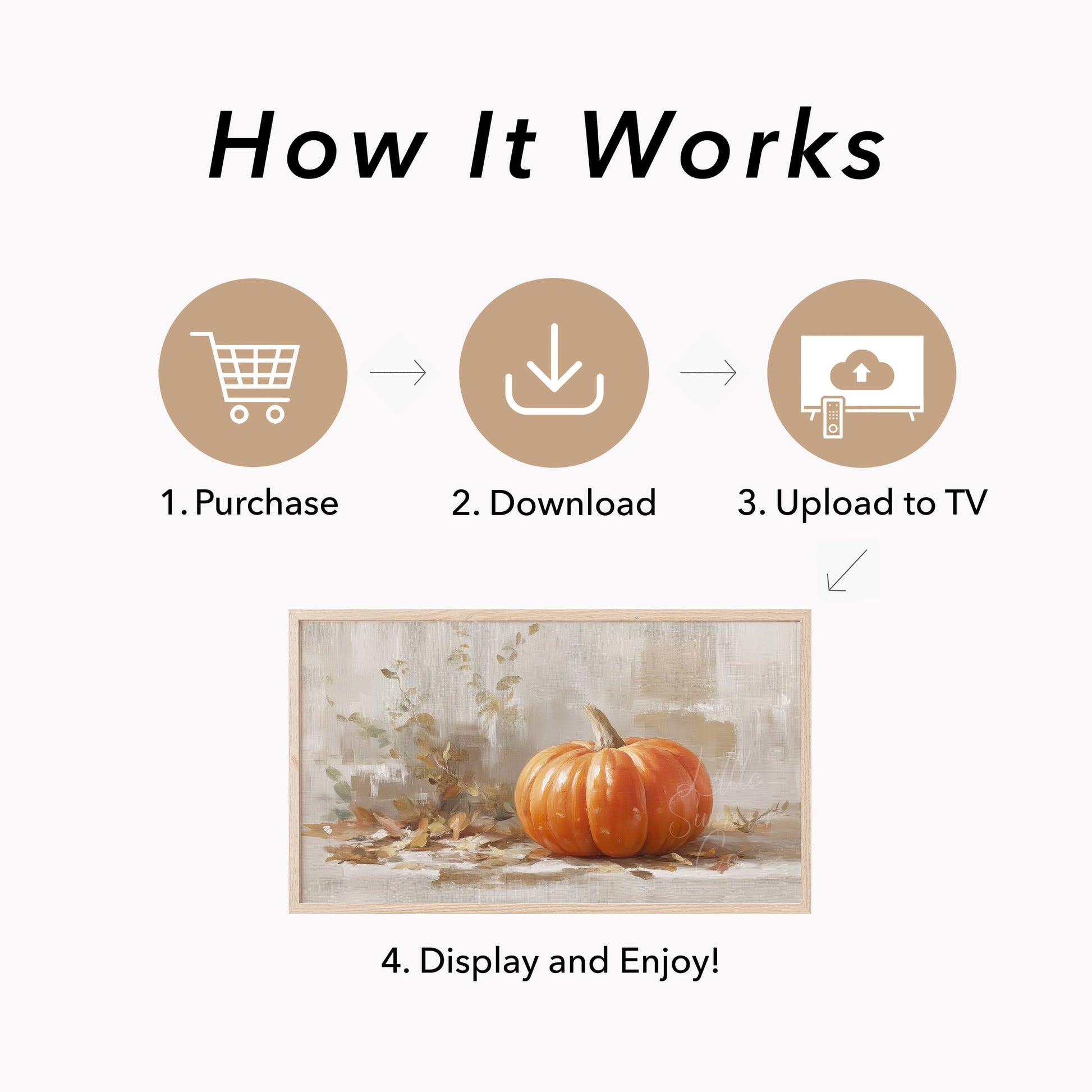 Pumpkin With Leaves Frame TV Art displayed on a TV