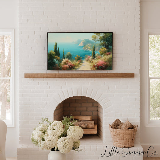 Coastal Garden Frame TV Art displayed on a TV