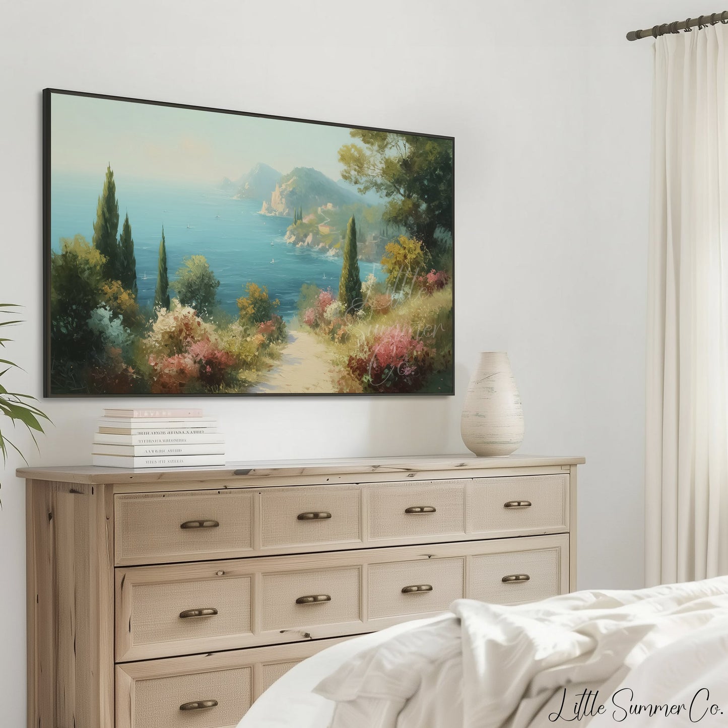 Coastal Garden Frame TV Art displayed on a TV