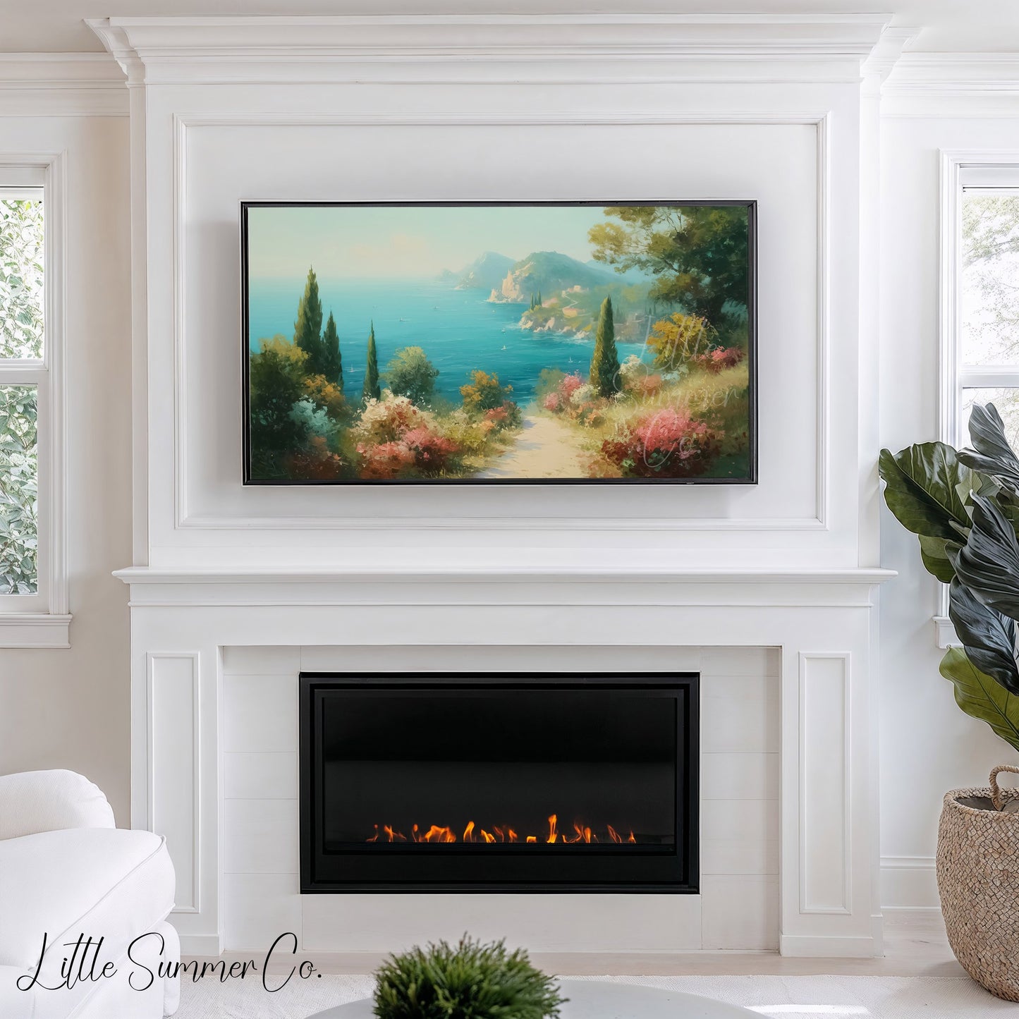 Coastal Garden Frame TV Art displayed on a TV