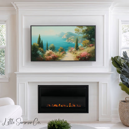 Coastal Garden Frame TV Art displayed on a TV
