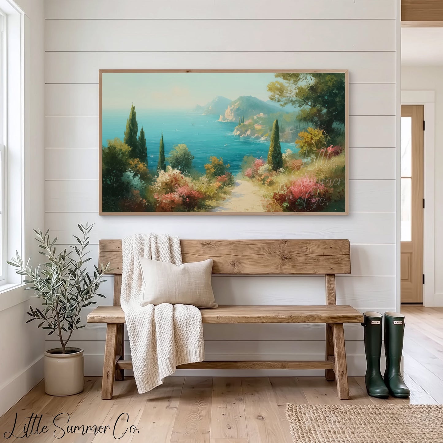 Coastal Garden Frame TV Art displayed on a TV
