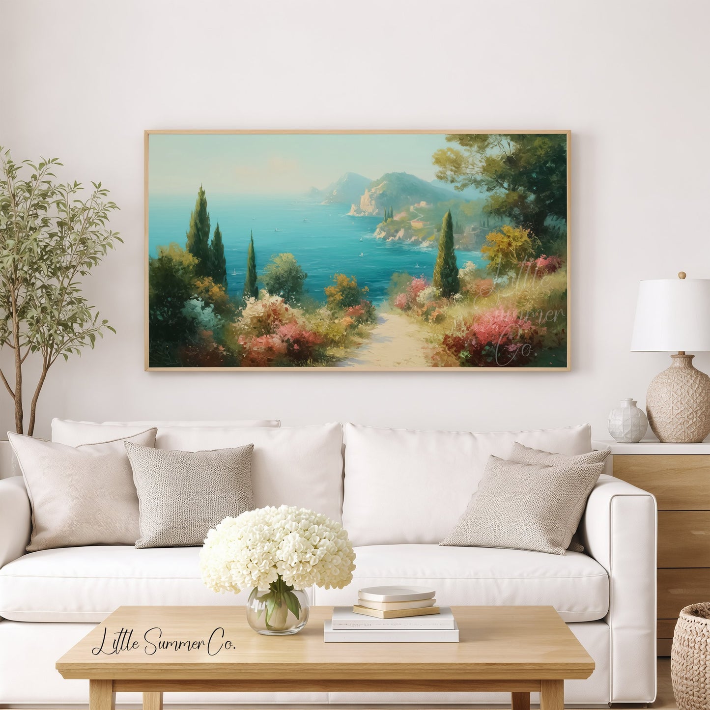 Coastal Garden Frame TV Art displayed on a TV