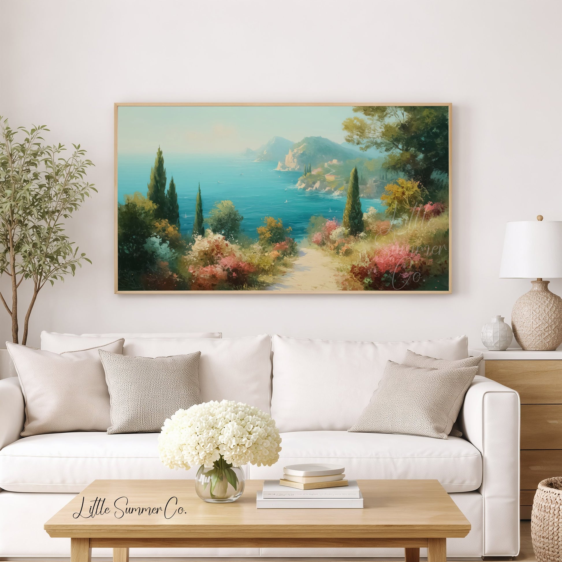 Coastal Garden Frame TV Art displayed on a TV
