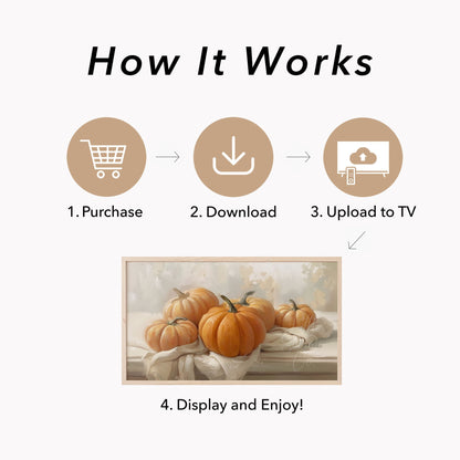 Pumpkins On Cloth Frame TV Art displayed on a TV