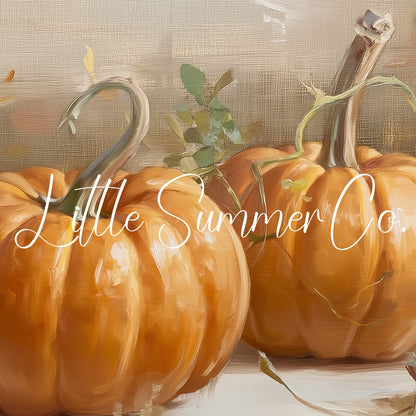 Twin Pumpkins Frame TV Art displayed on a TV