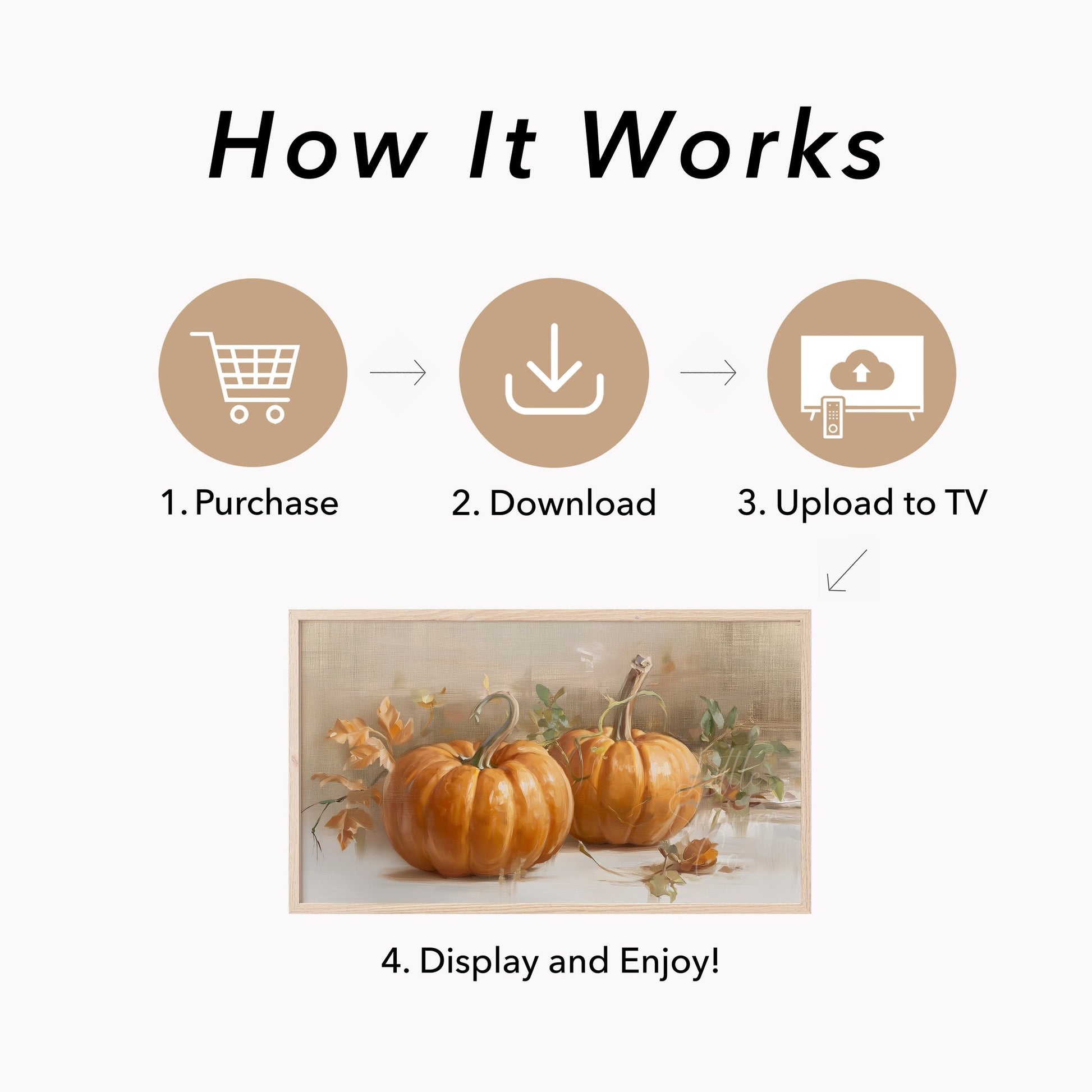 Twin Pumpkins Frame TV Art displayed on a TV