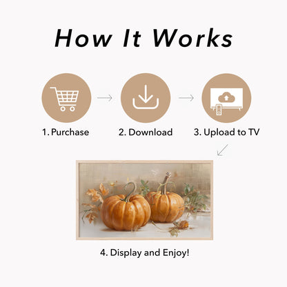 Twin Pumpkins Frame TV Art displayed on a TV