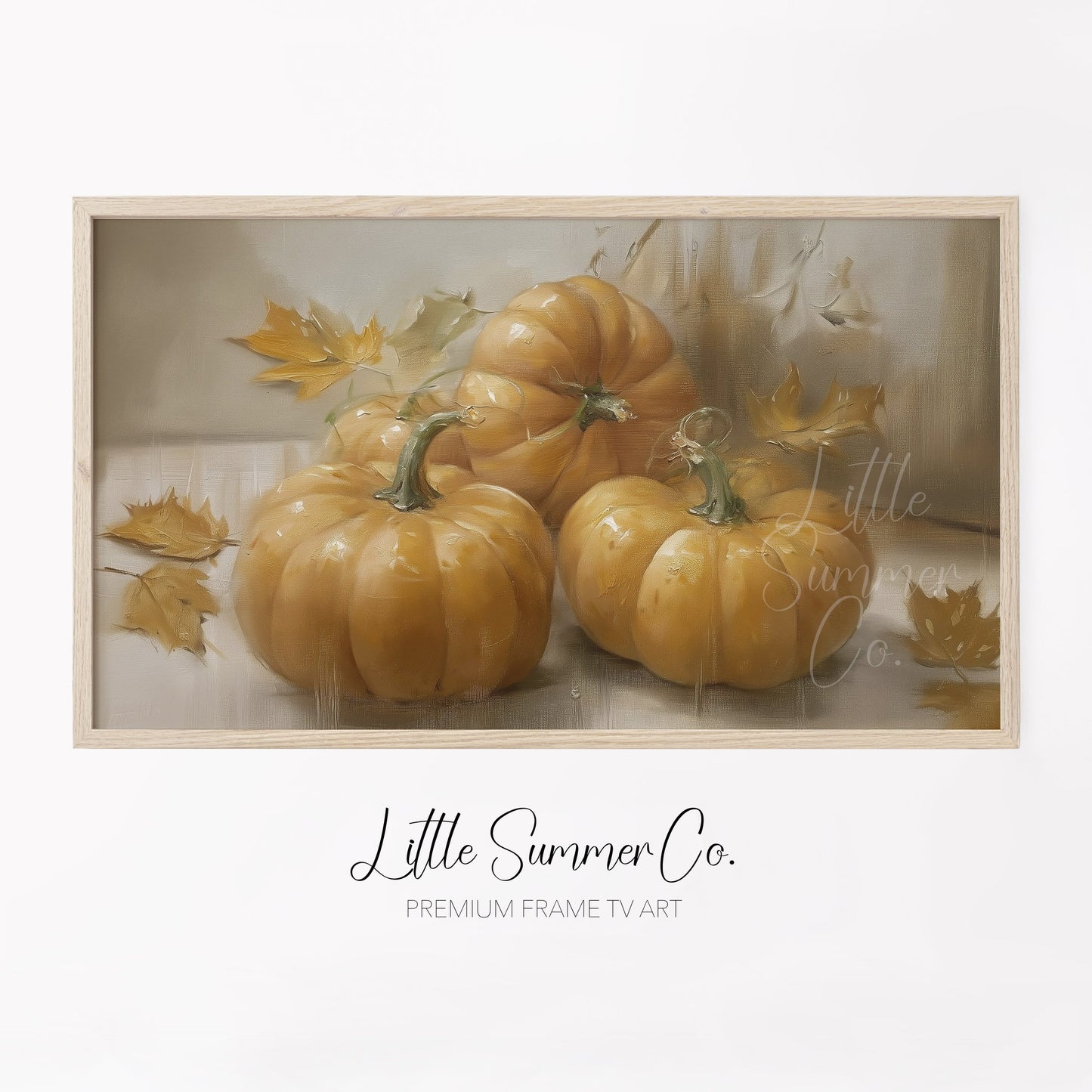 Three Pumpkins Frame TV Art displayed on a TV