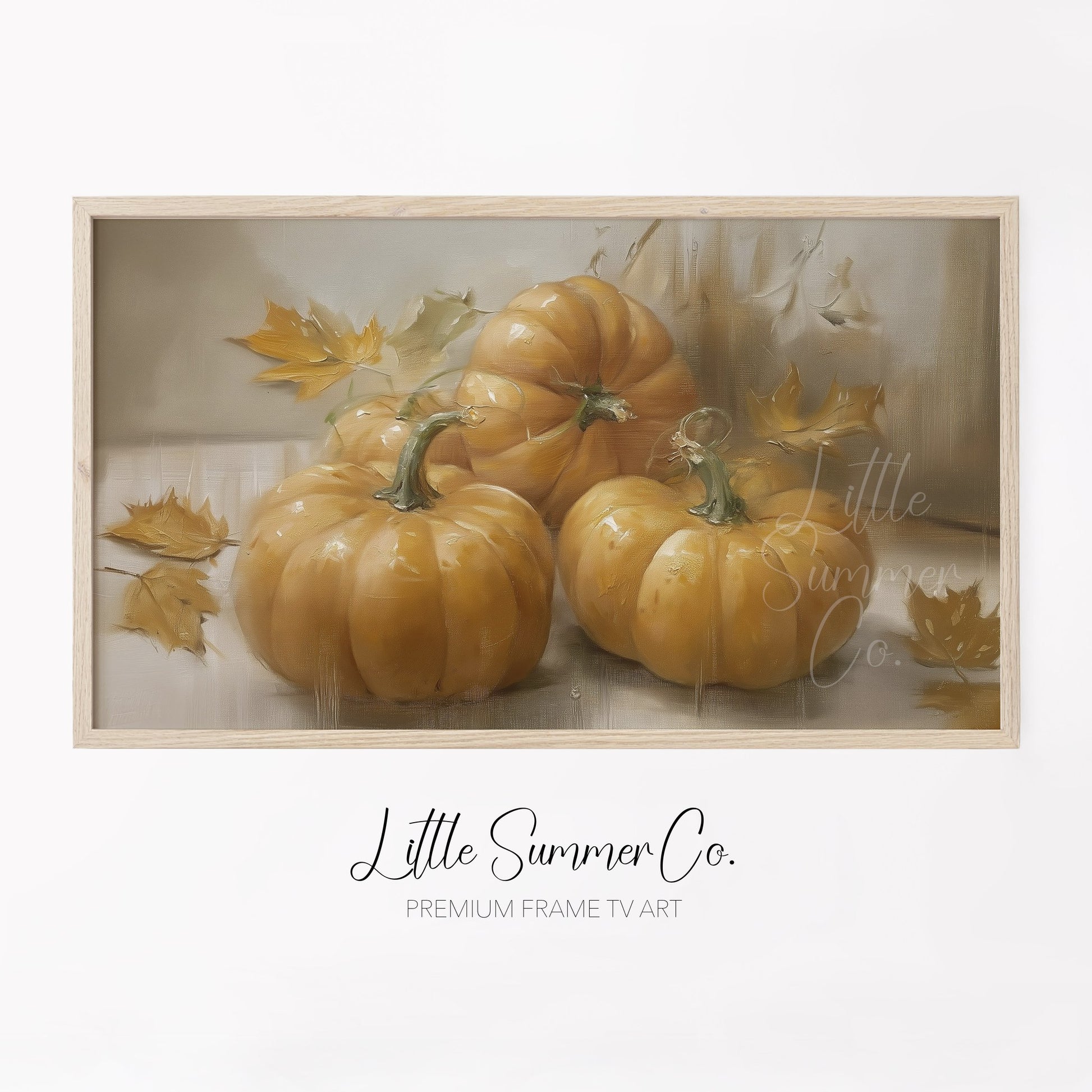 Three Pumpkins Frame TV Art displayed on a TV