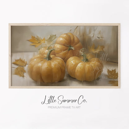 Three Pumpkins Frame TV Art displayed on a TV