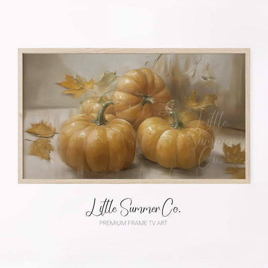 Three Pumpkins Frame TV Art displayed on a TV