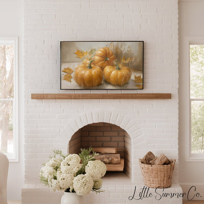 Three Pumpkins Frame TV Art displayed on a TV