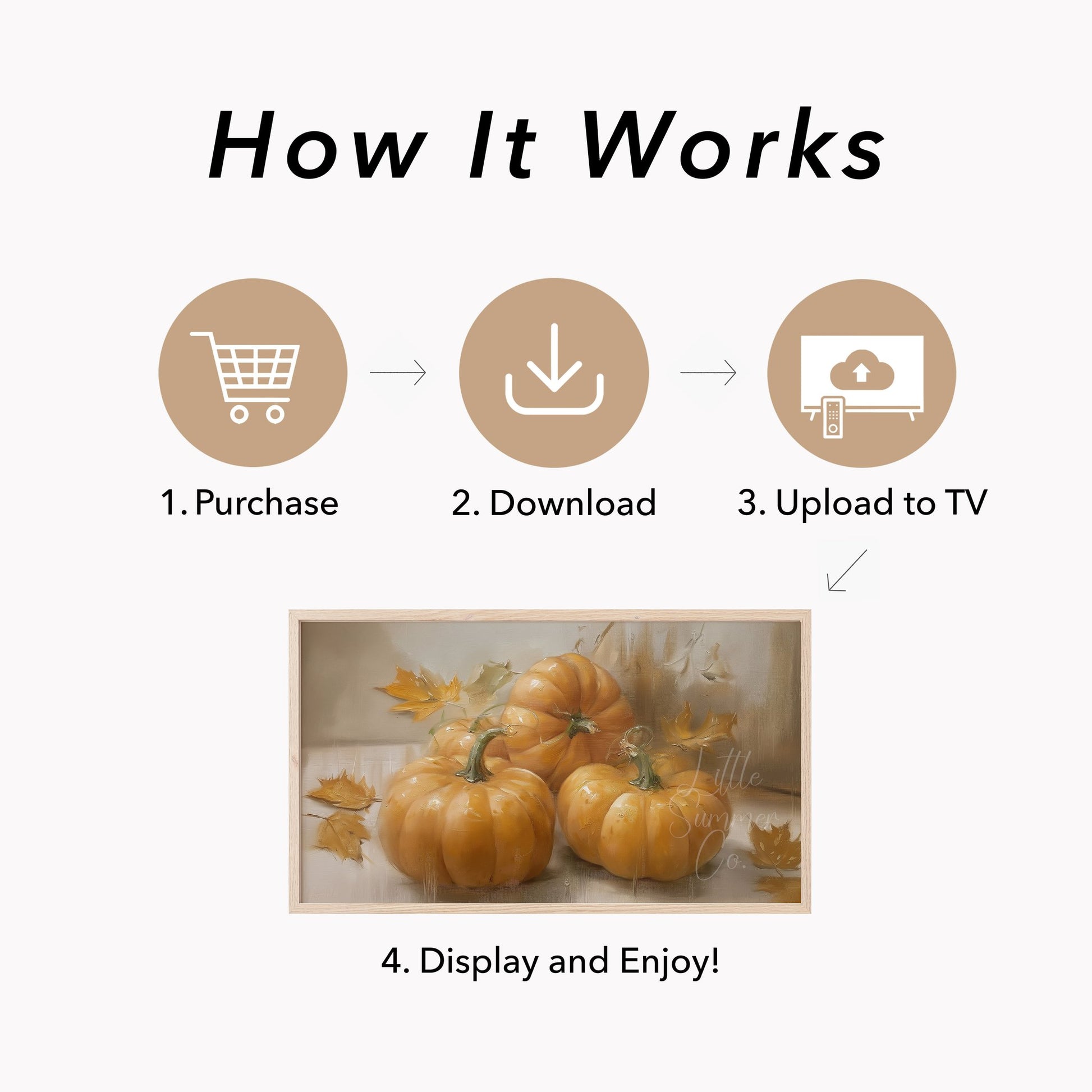 Three Pumpkins Frame TV Art displayed on a TV