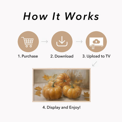 Three Pumpkins Frame TV Art displayed on a TV