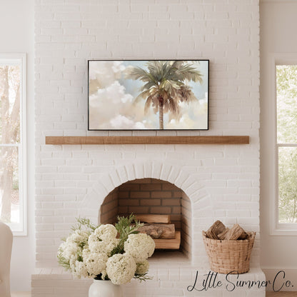 Palm Tree And Clouds Frame TV Art displayed on a TV