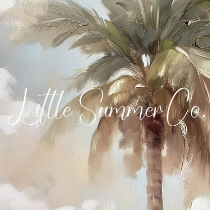 Palm Tree And Clouds Frame TV Art displayed on a TV