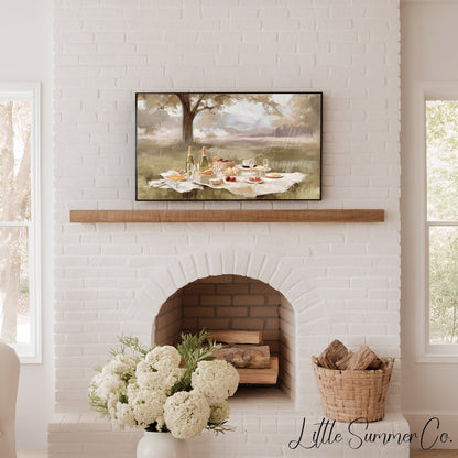 Lakeside Picnic Frame TV Art displayed on a TV