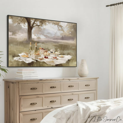 Lakeside Picnic Frame TV Art displayed on a TV