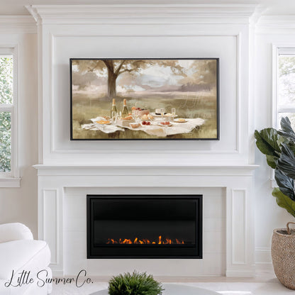 Lakeside Picnic Frame TV Art displayed on a TV